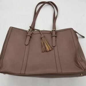 Ecosusi Women’s 15.6 Inch Vintage Vegan Leather Laptop Tote Beige Pink